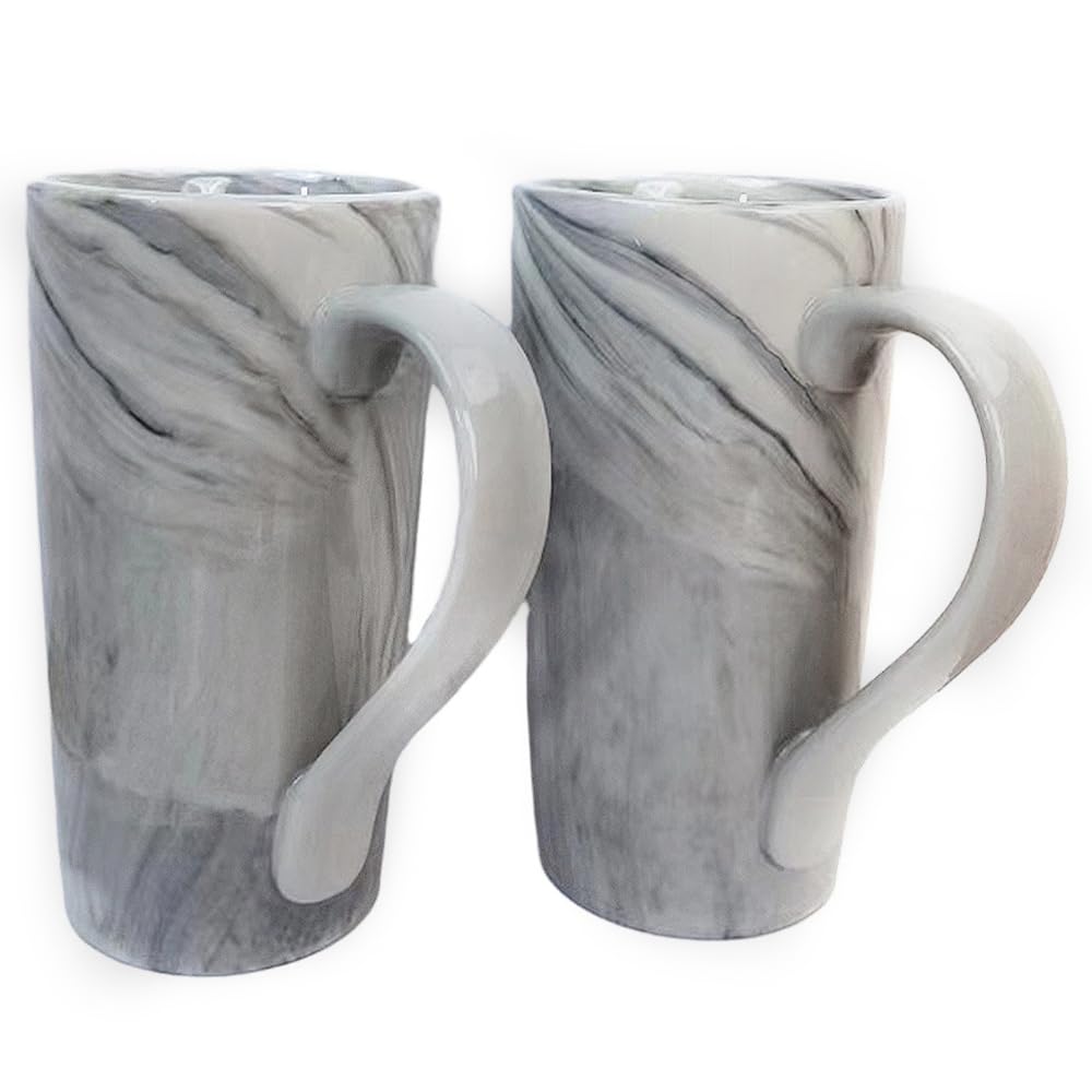 NBABSR marble coffee mug large grey with a comfy handle ideal for daily coffee.