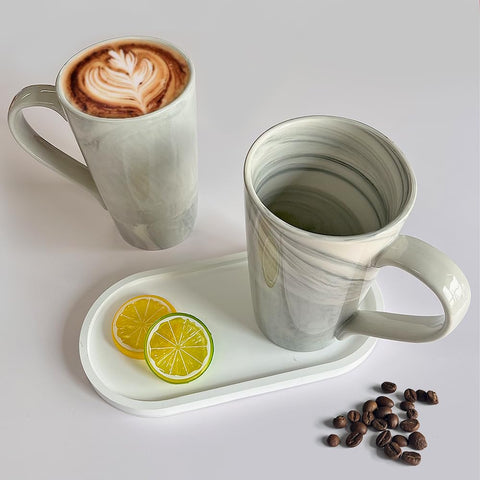 NBABSR grey marble mug set of two great for couples or gifting.