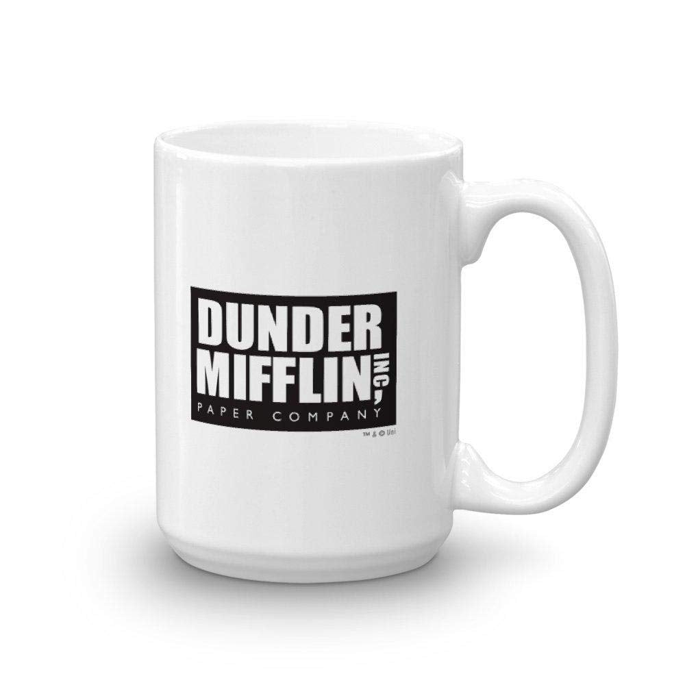 NBC The Office mug close-up highlights Dunder Mifflin logo for authentic fan flair.
