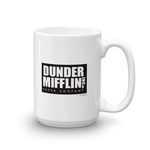 NBC The Office mug close-up highlights Dunder Mifflin logo for authentic fan flair.