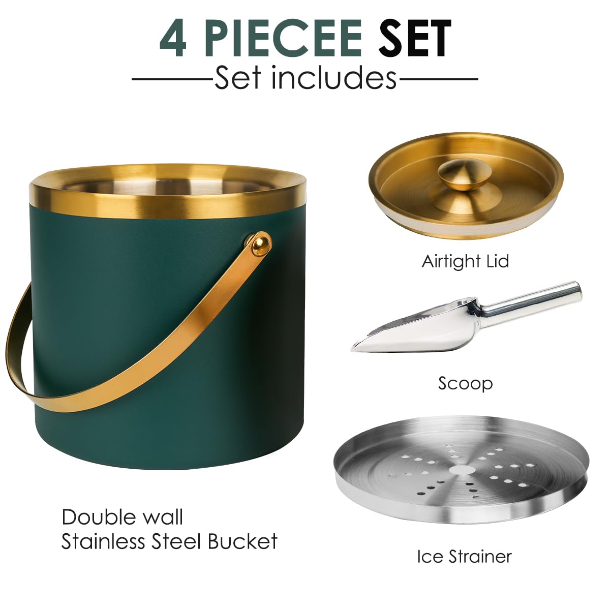 NBNSTHV bar cart ice bucket complements an elegant, modern setup.