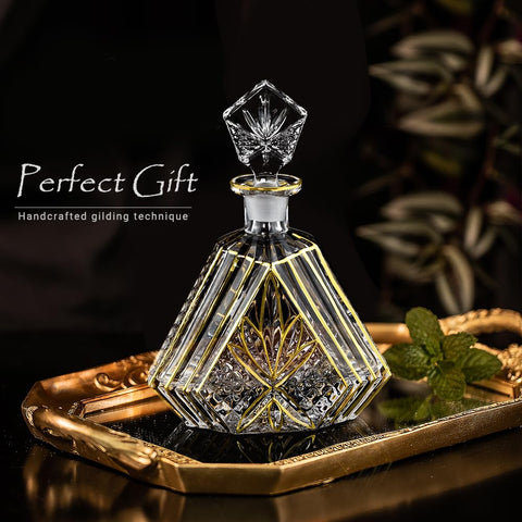NBNSTHV crystal decanter close-up with gilded detailing