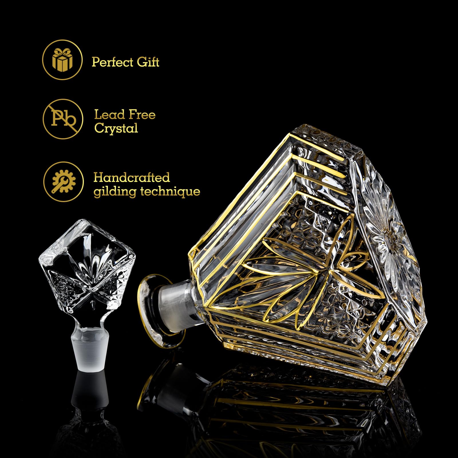 NBNSTHV gold decanter with wine aerator for aroma and pour