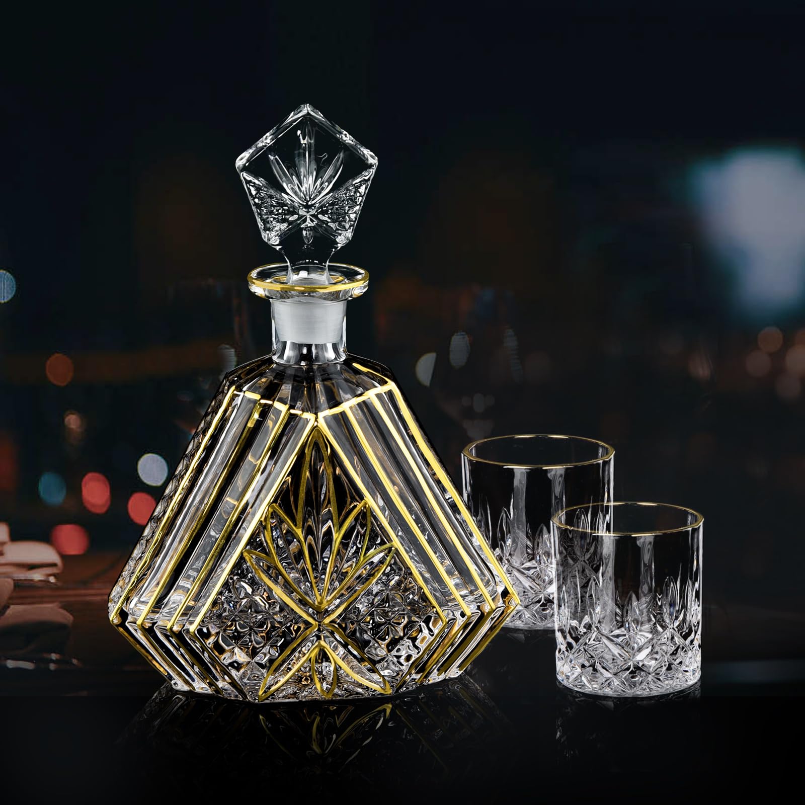 NBNSTHV hand-painted gold decanter for an elegant home bar