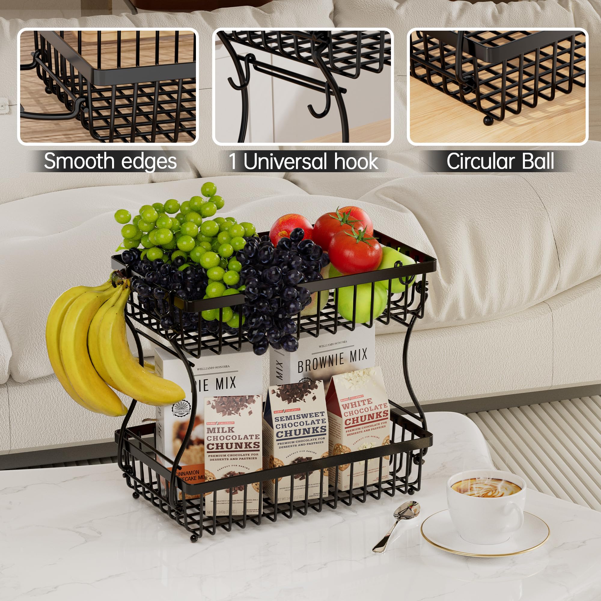 Nbwxcwbs Black kitchen fruit rack on a counter