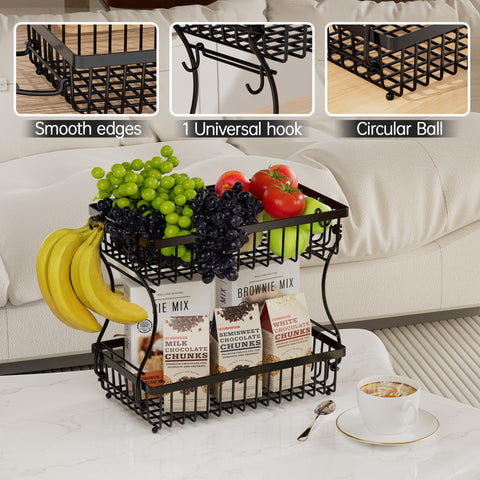 Nbwxcwbs Black kitchen fruit rack on a counter