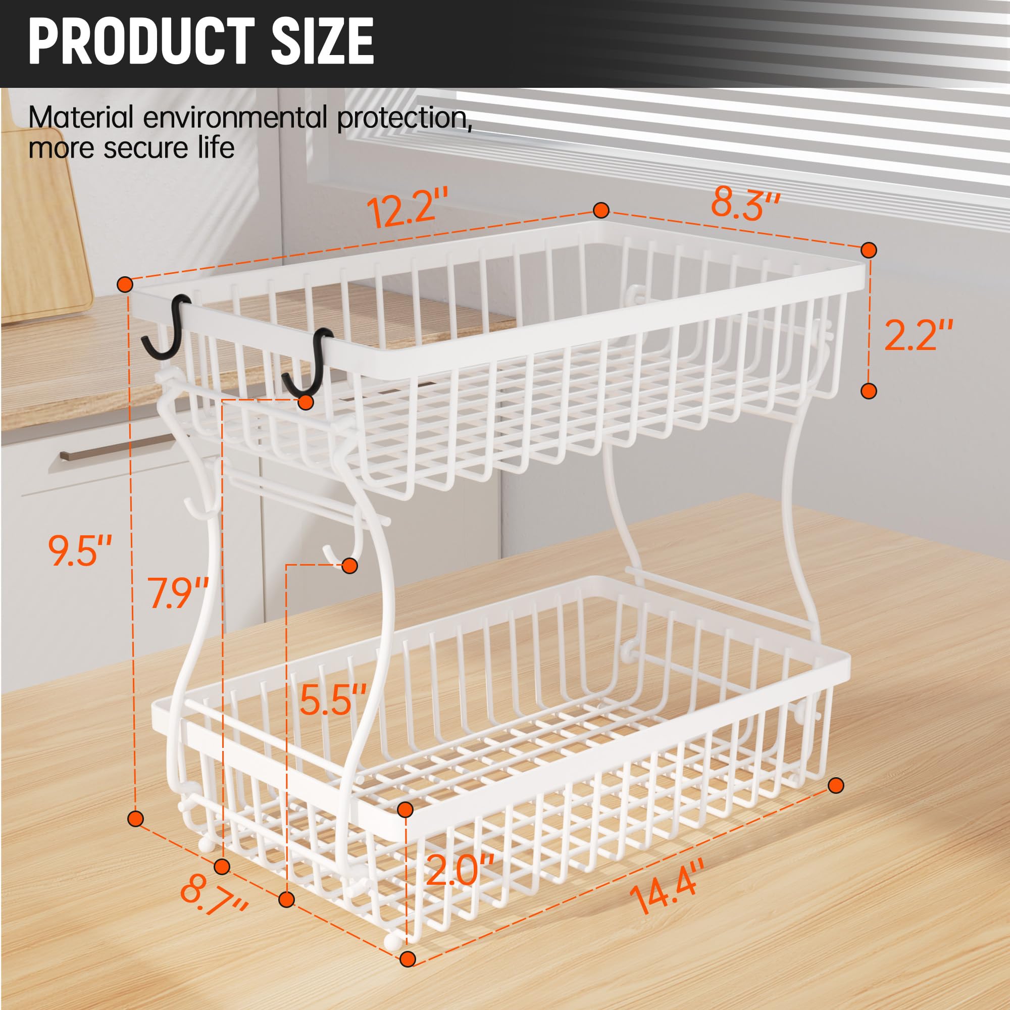Nbwxcwbs open wire-fruit stand promotes airflow for fresher produce.