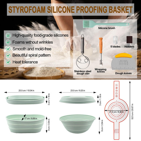 NCRexpanse silicone banneton round basket optimized for dough shaping and rising