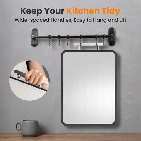 NCUE cutting board stainless steel handle for hanging and drying