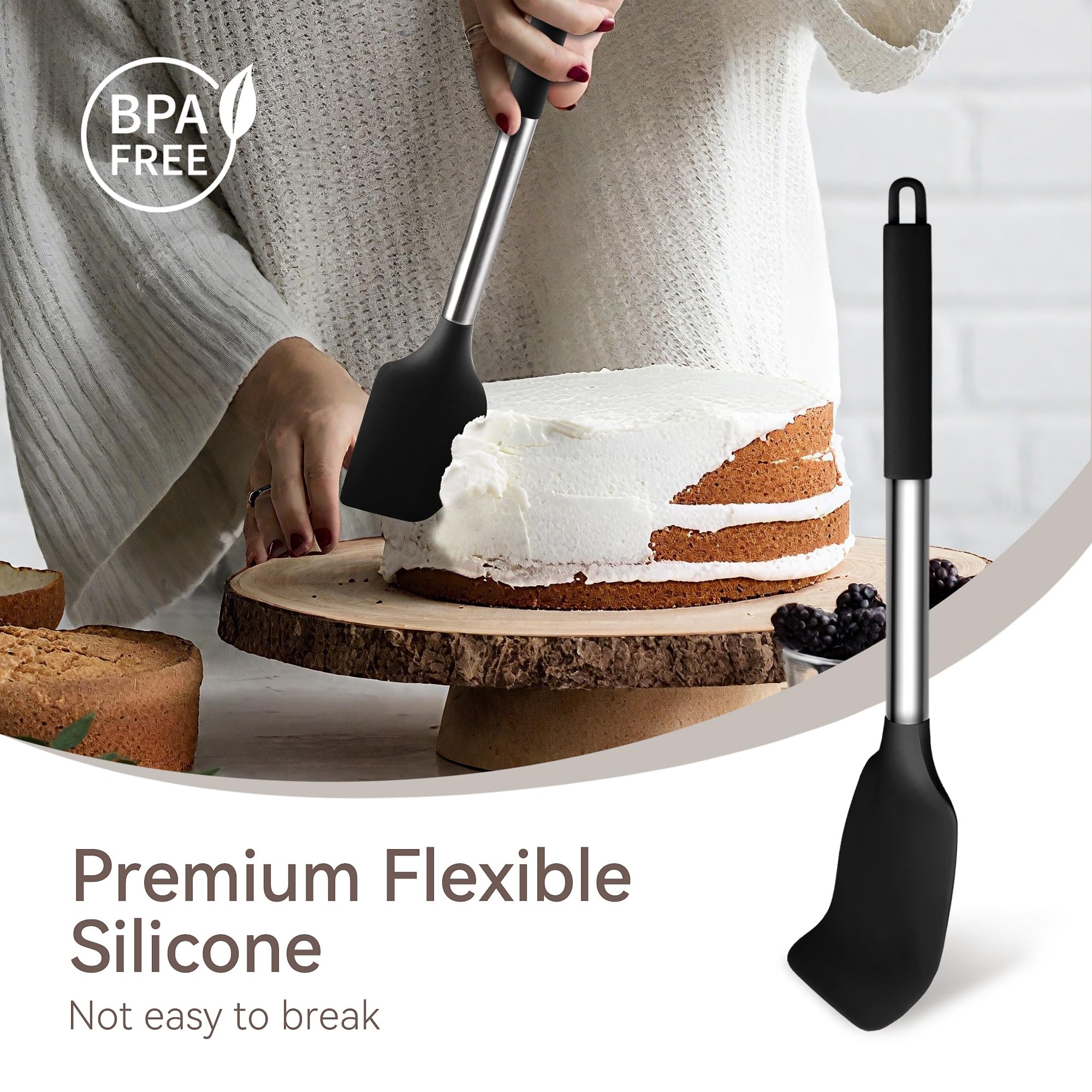 NCUE heat-resistant silicone spatula safe up to 446°F for direct stirring
