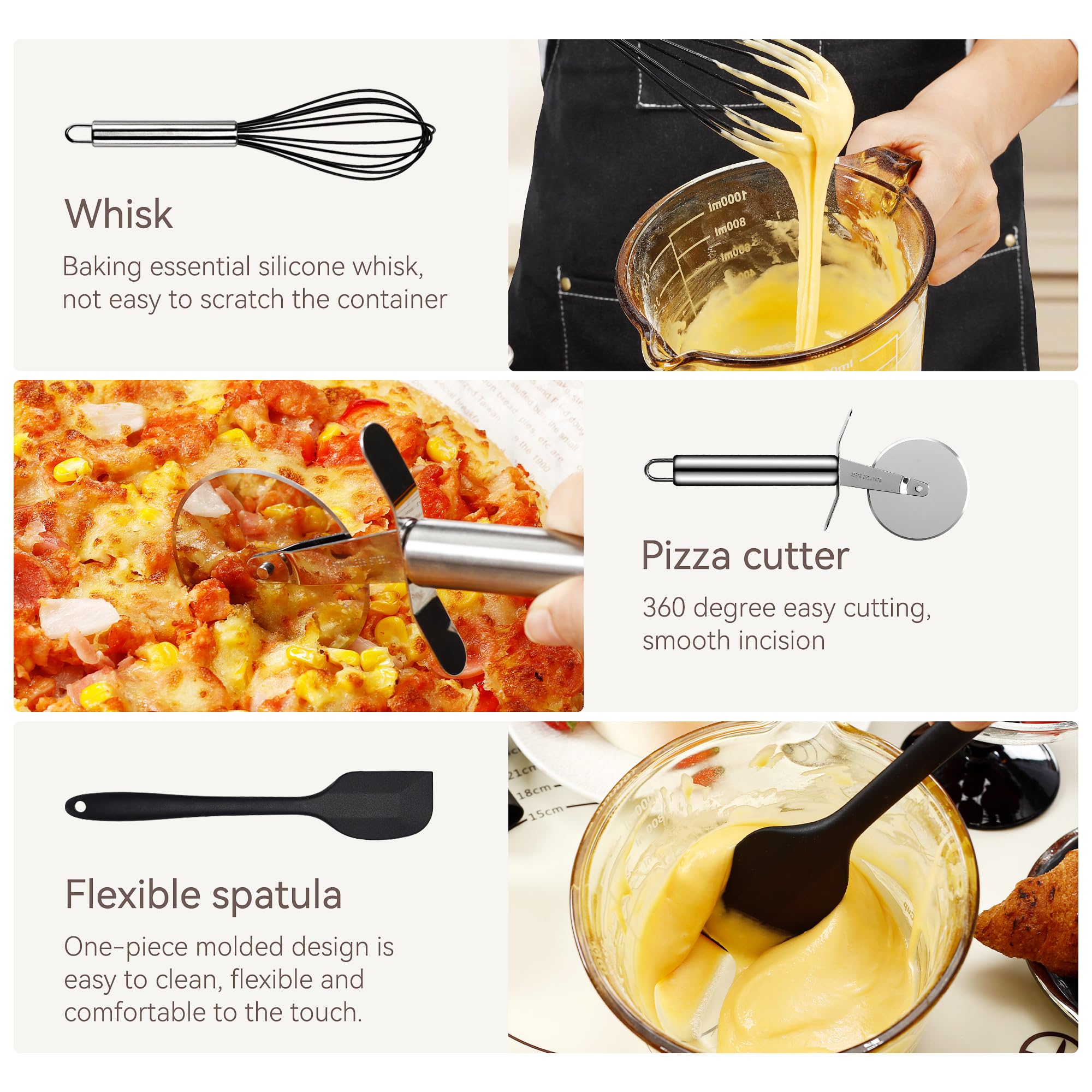 NCUE premium silicone utensils resist staining and odors in daily use.