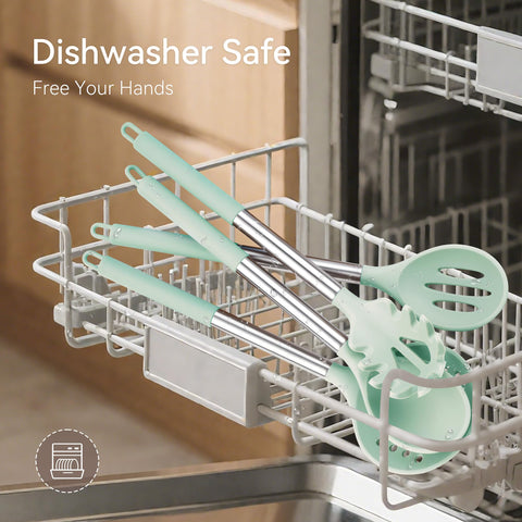 NCUE kitchen tongs and oven mitts offer safe grip and protection.