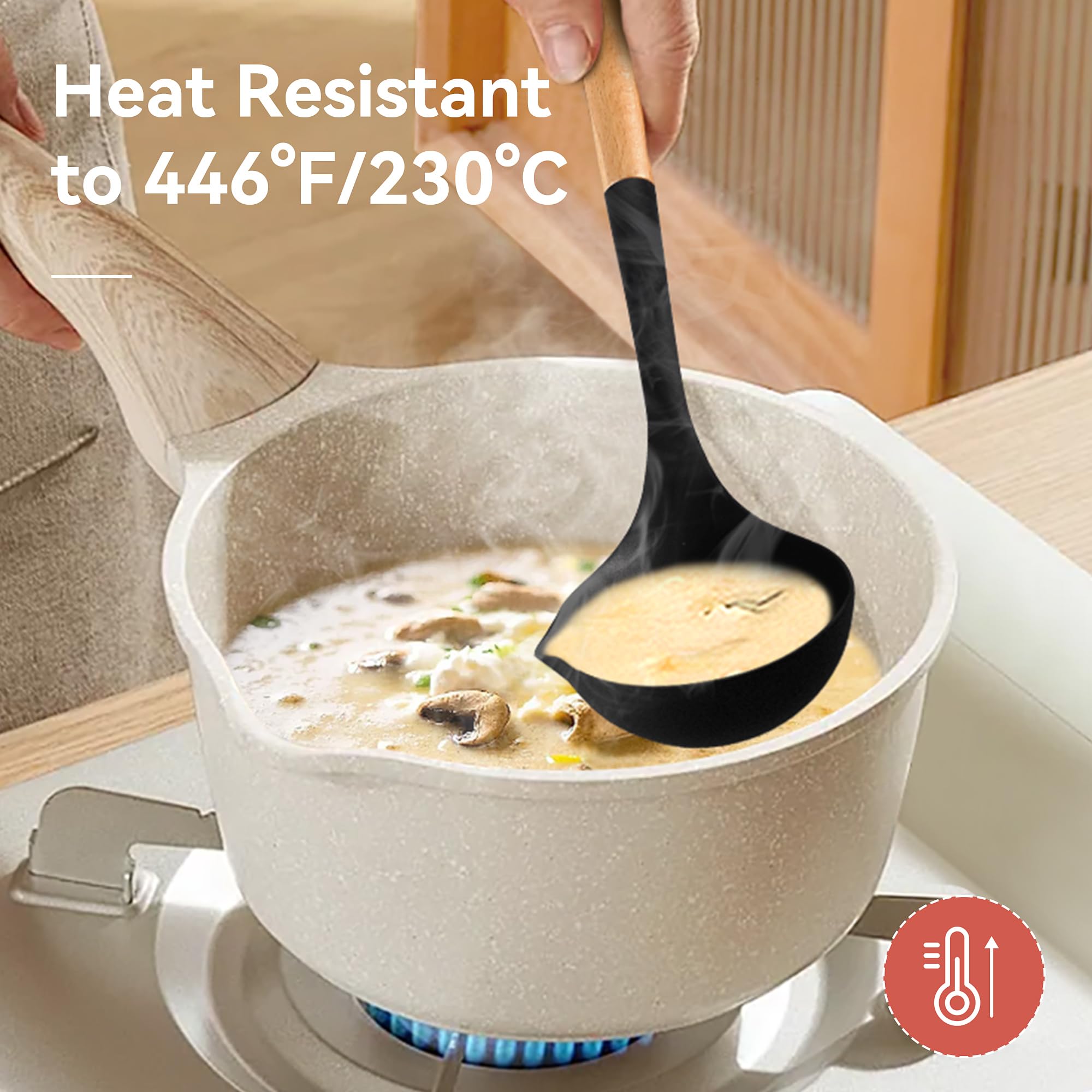 NCUE pasta server designed for grip and even sauce distribution.
