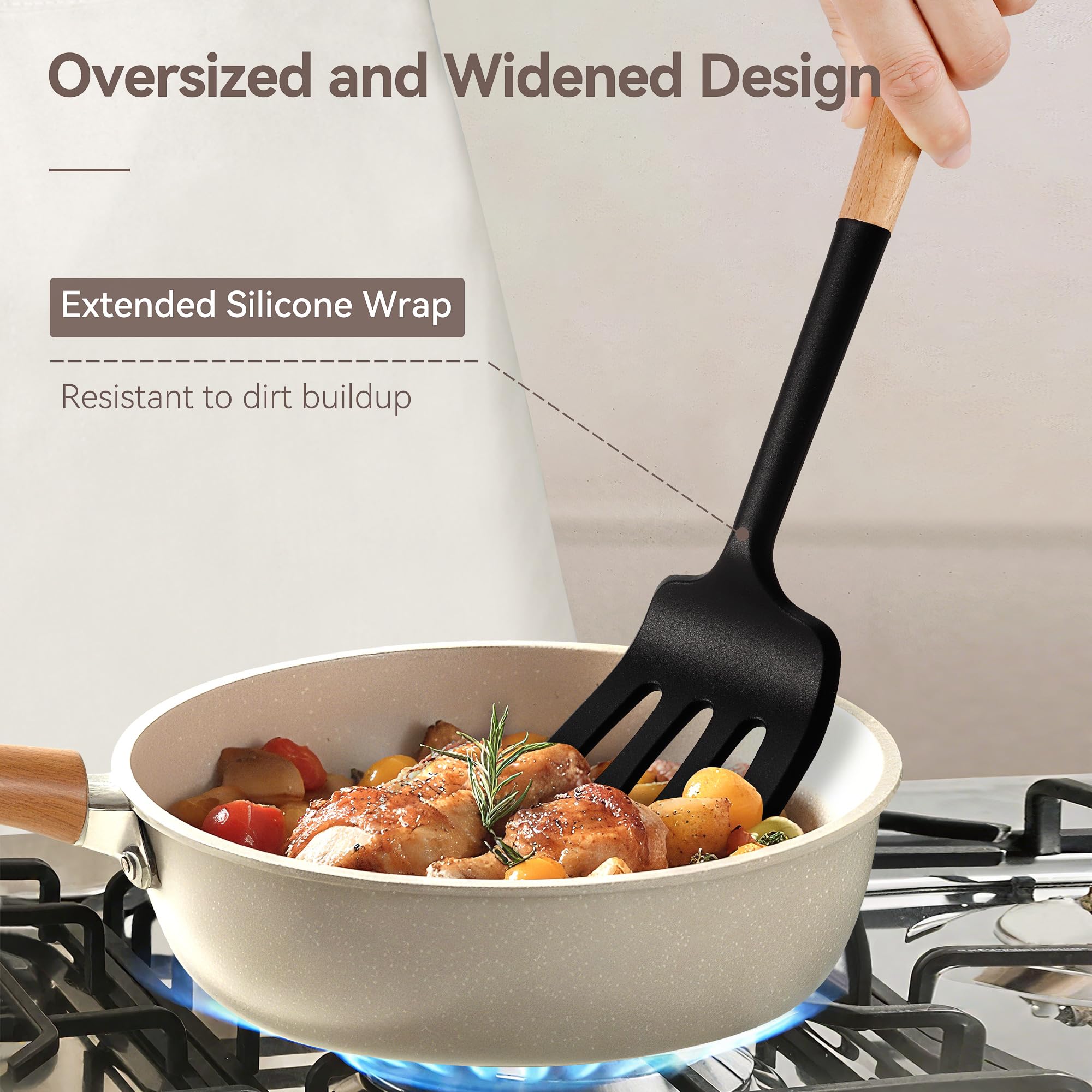 NCUE soup ladle ready for stirring and serving soups with ease.