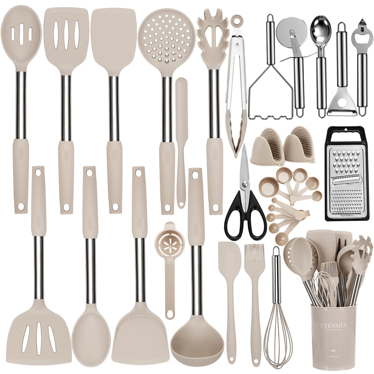 NCUE silicone cooking utensils set holder keeps tools within easy reach