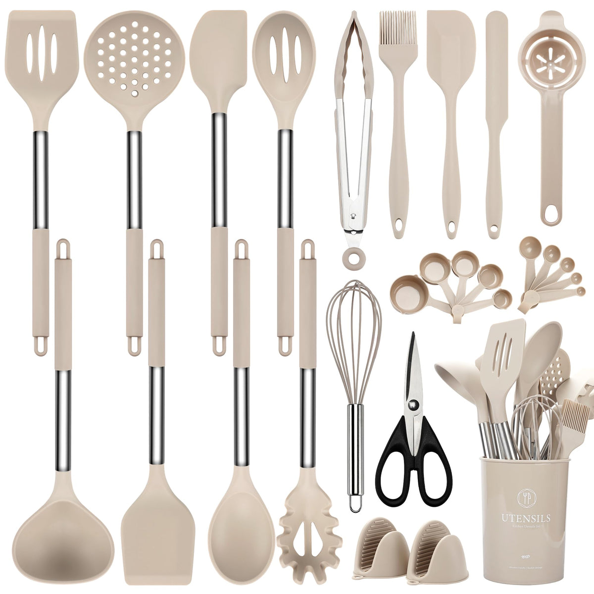 NCUE silicone utensils 28-piece set; versatile tools for nonstick cookware
