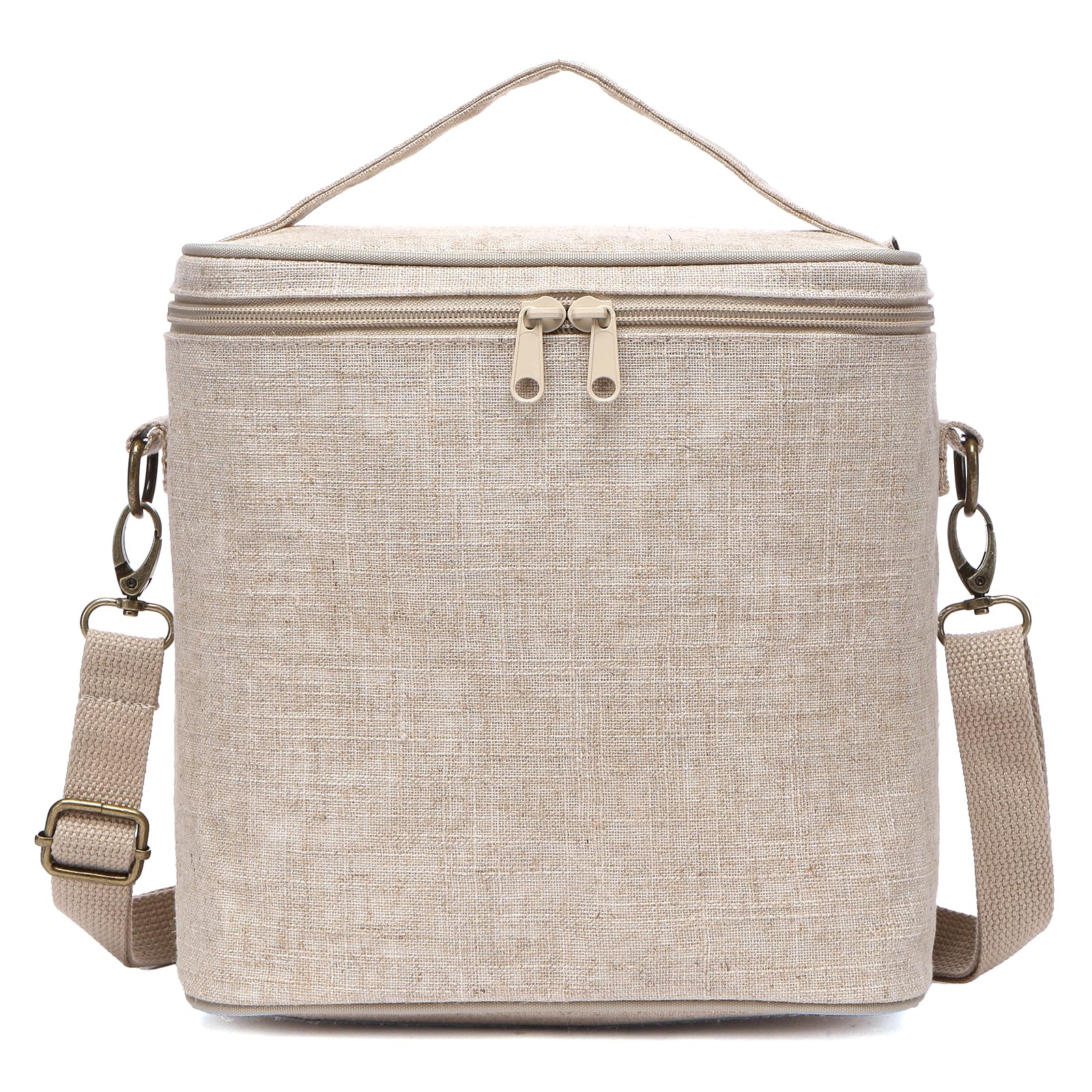 neatlife insulated linen lunch bag exterior keeps beverages cool on the go