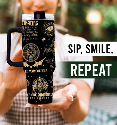 NebulaRave illustrated tumbler with whimsical art for book lovers of all ages.