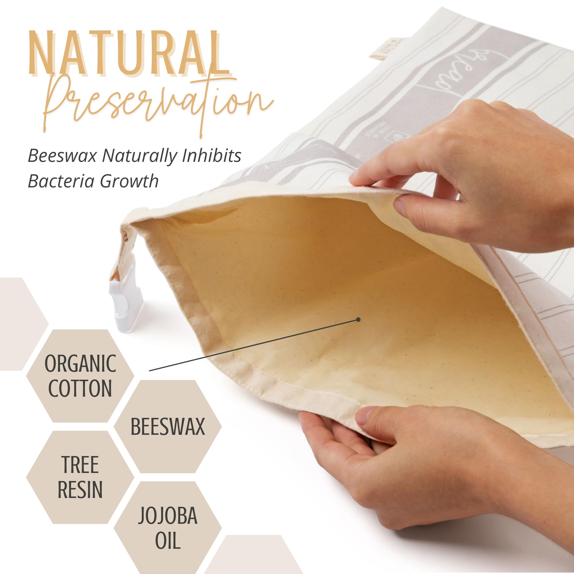 Patterned exterior close-up of Nectar & Nest bread bag adds kitchen-friendly style.
