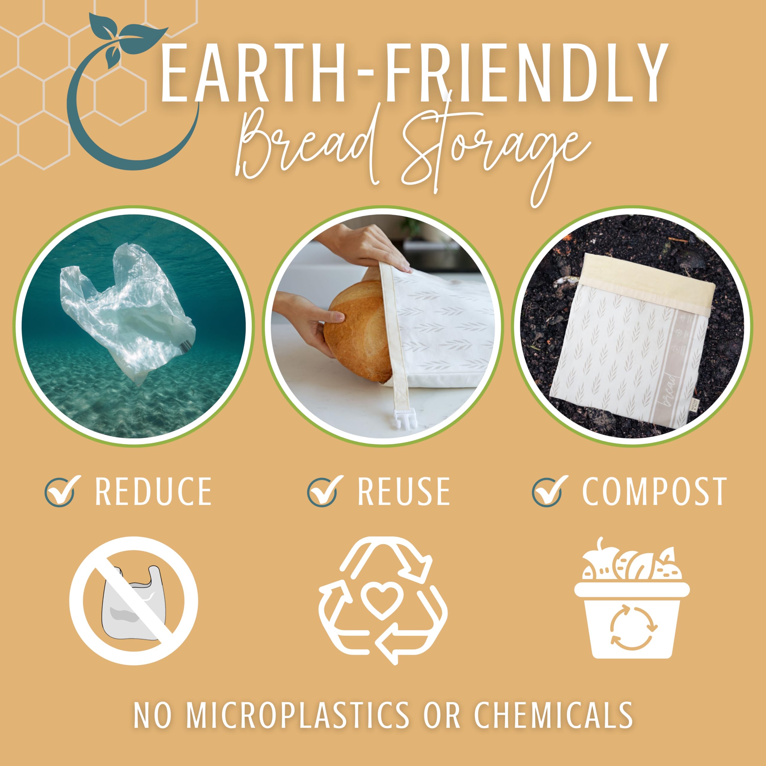 Nectar & Nest bag with white buckle closure keeping bread securely stored.