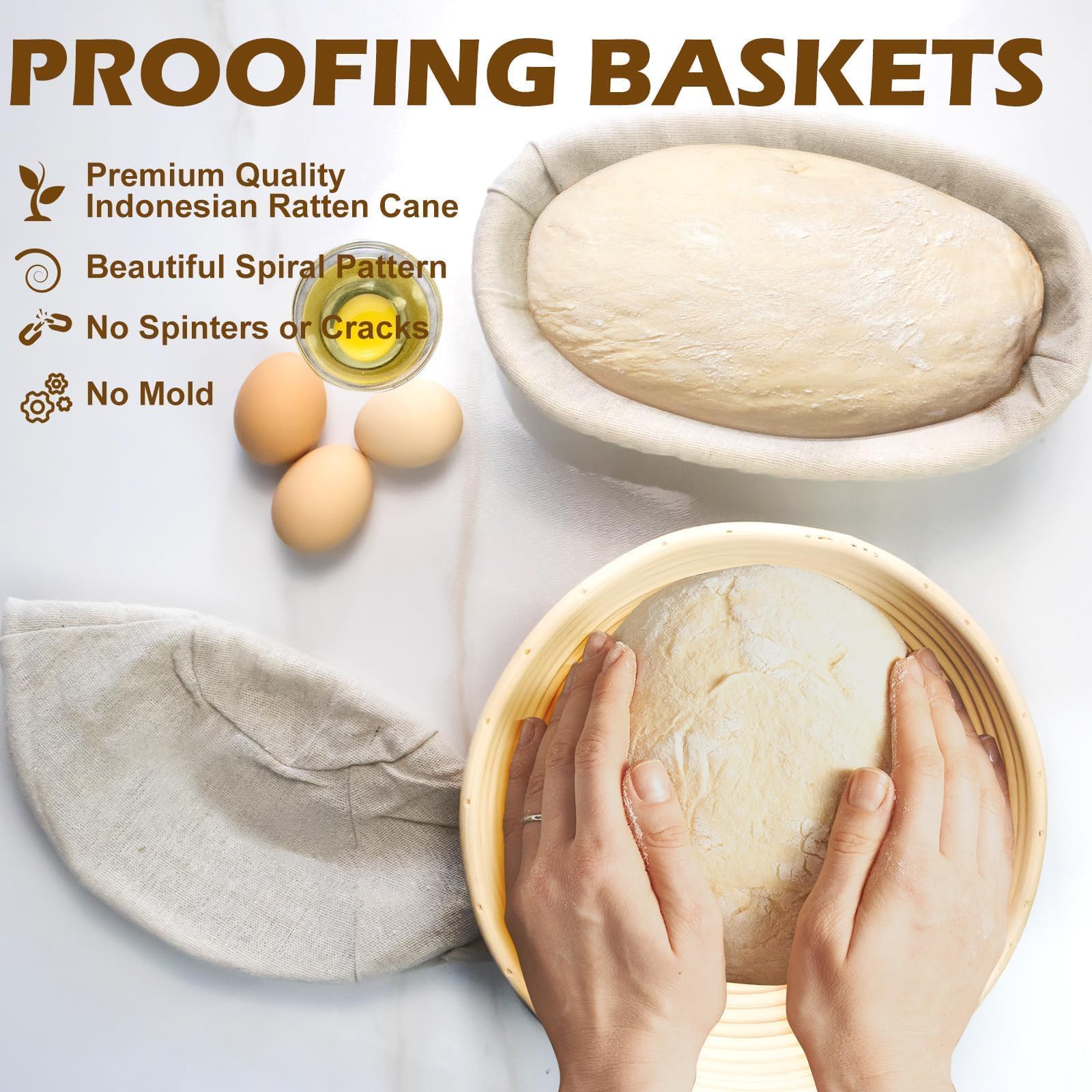 Neddie Banneton round liner: soft, breathable surface for easy release.