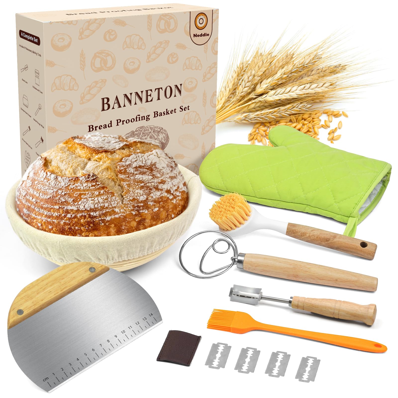 Neddie 10-inch round bread proofing basket for even fermentation.
