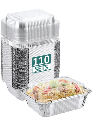 NEEBAKE 110-pack mini aluminum pans with dome lids for batch meal prep.