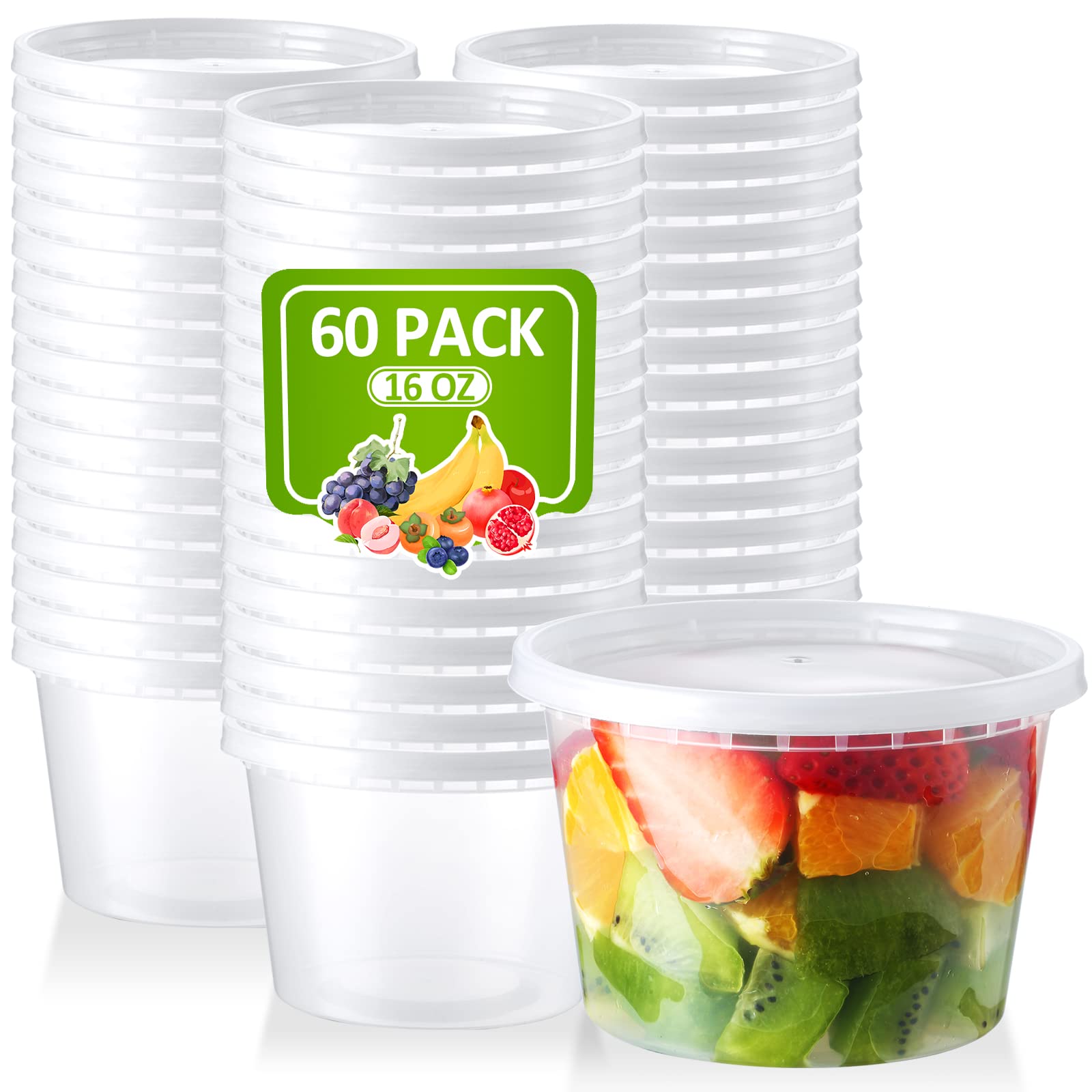 NEEBAKE 16oz deli container with lid, perfect for soups and portable meals.