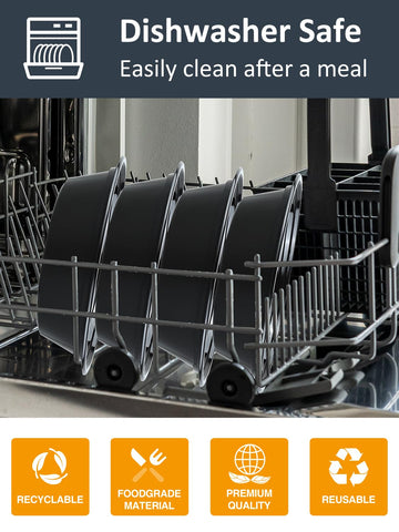 NEEBAKE containers on a drying rack showing top-rack dishwasher suitability
