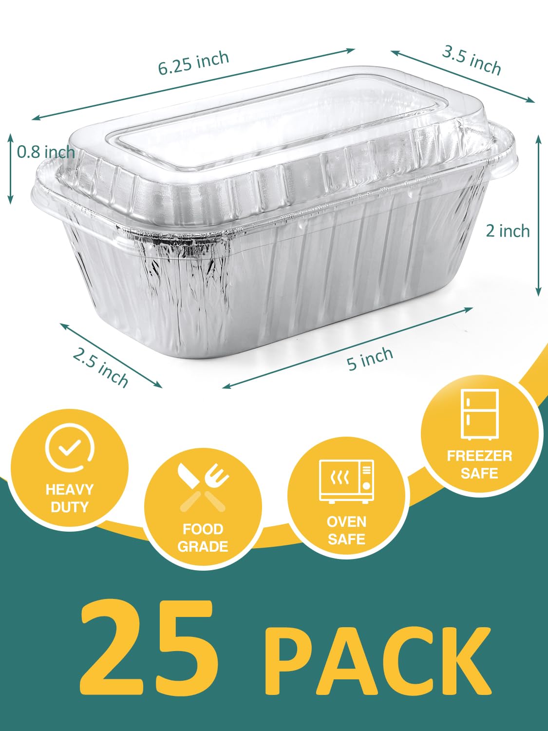 NEEBAKE disposable aluminum loaf pans with lids, oven-safe for hot dishes and easy cleanup
