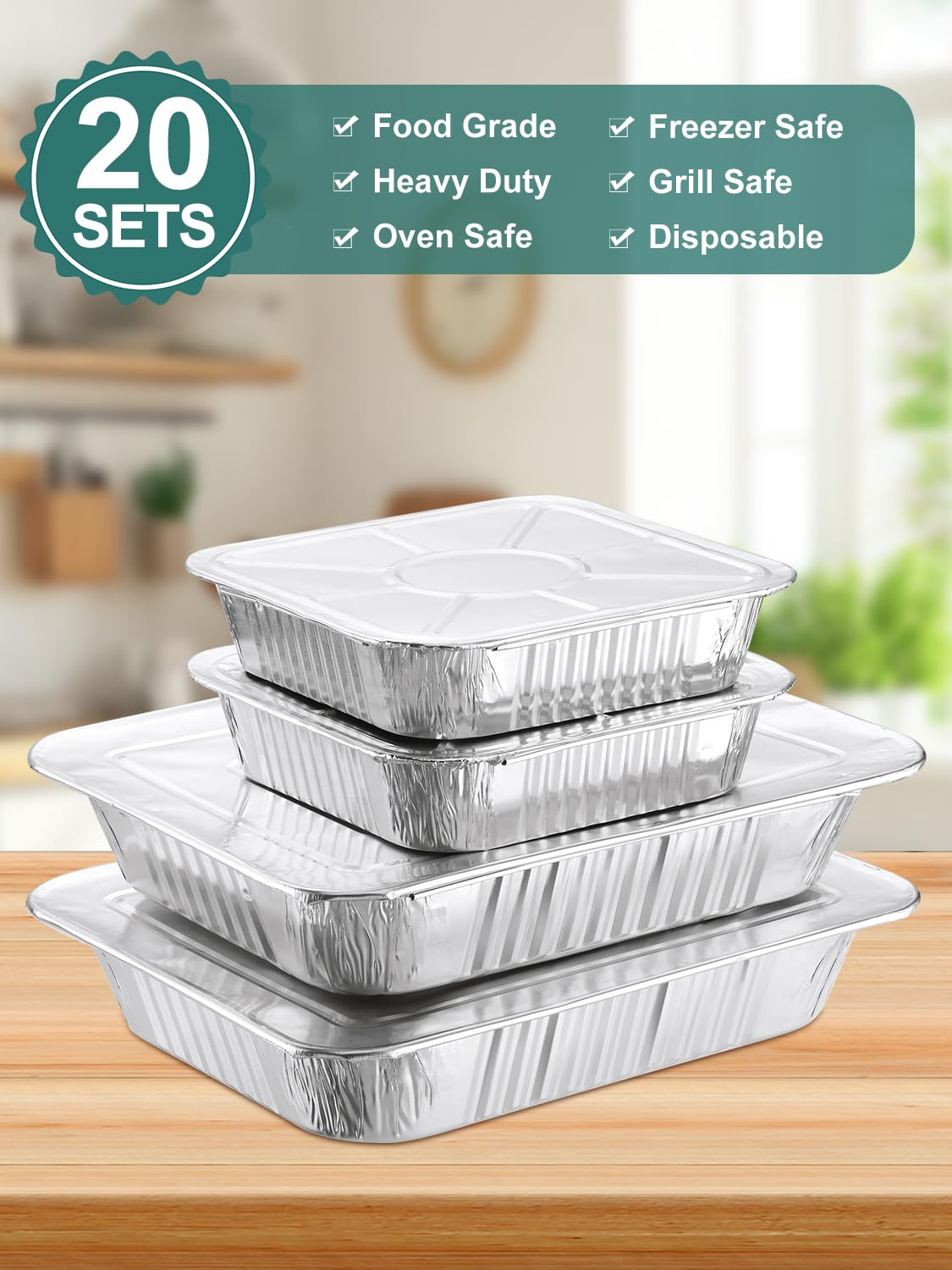 NEEBAKE disposable pans set ready for catering and batch cooking.