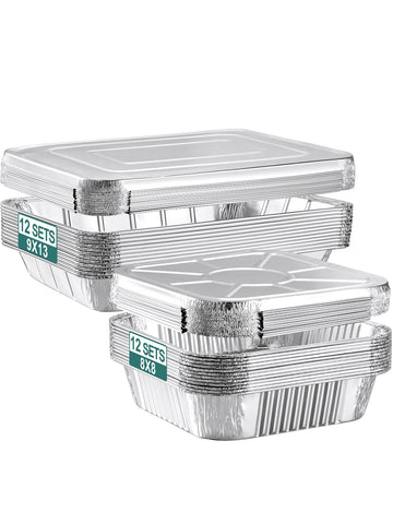 NEEBAKE large 9x13 aluminum pan with lid for even heating and easy serving
