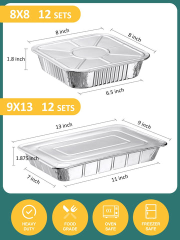 NEEBAKE small 8x8 aluminum pan with lid ideal for portions and transport