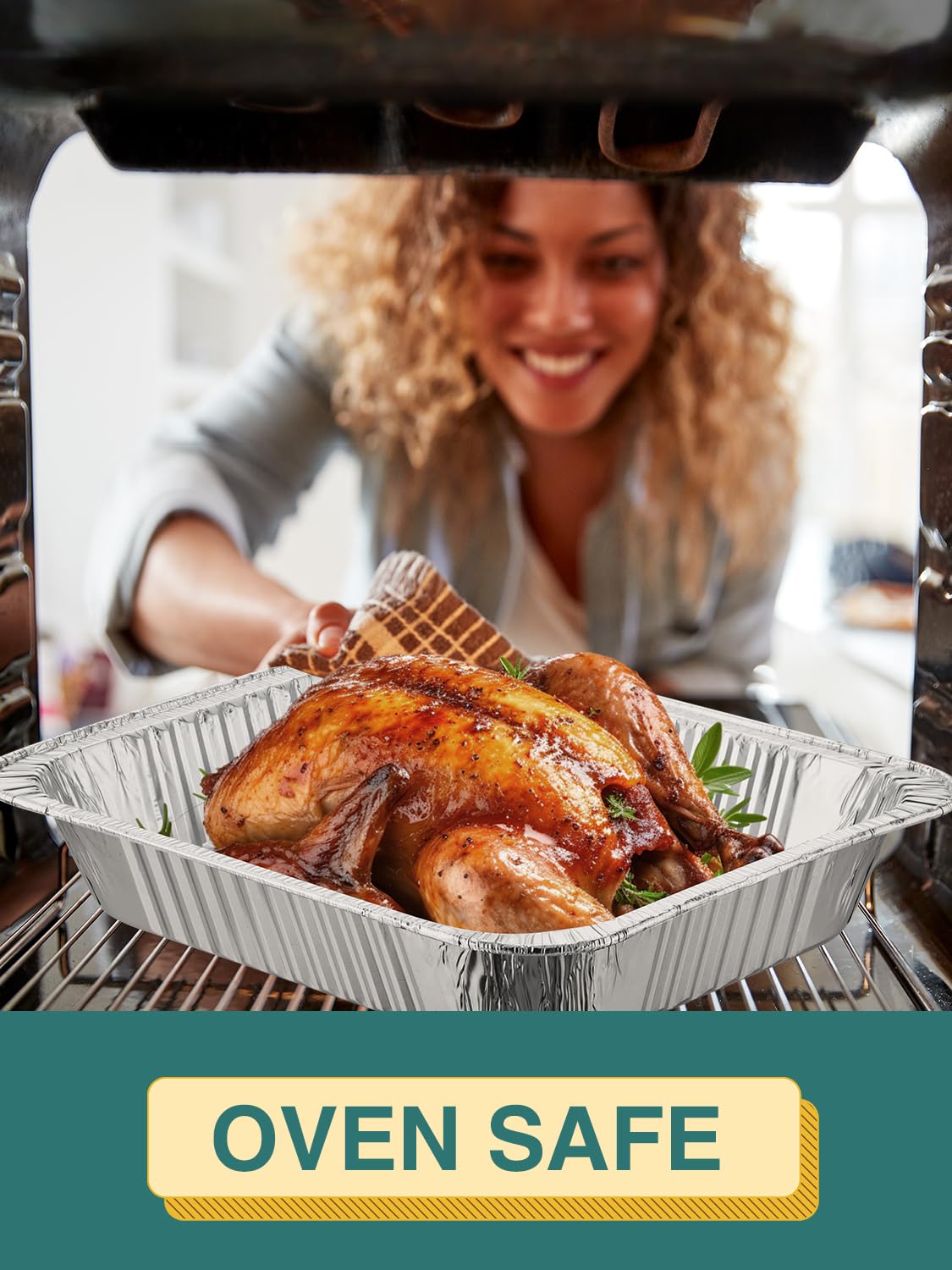 NEEBAKE oven-safe foil pan suitable for baking and reheating.