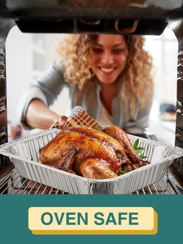 NEEBAKE oven-safe foil pan suitable for baking and reheating.