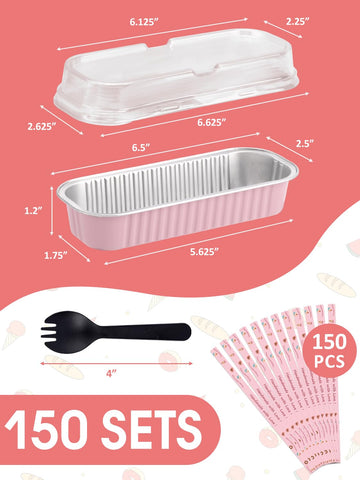 NEEBAKE pink mini loaf pans with lids, ideal for portable baking sessions and cooling.