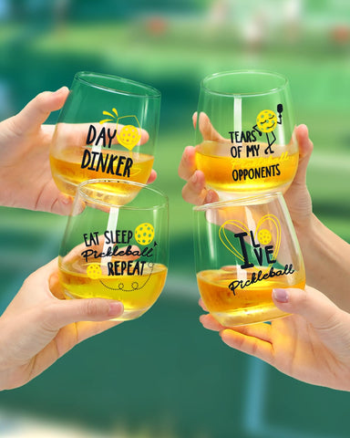Nefelibata ice coffee glass 12 oz with bold pickleball motifs for daily routines.