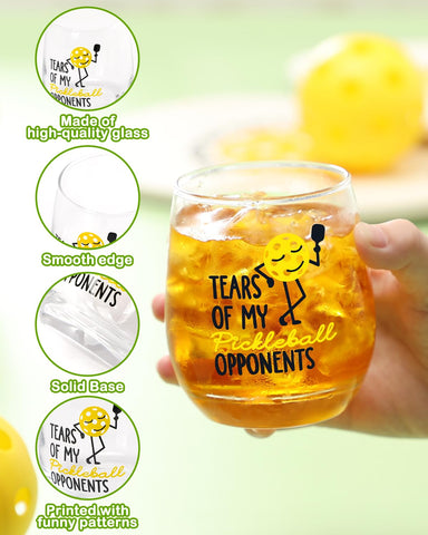 Nefelibata pickleball pattern glass featuring vibrant graphics, perfect for parties and gifts.