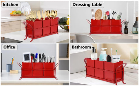 NelyBet red utensil caddy outdoors-ready for barbecues and family gatherings.