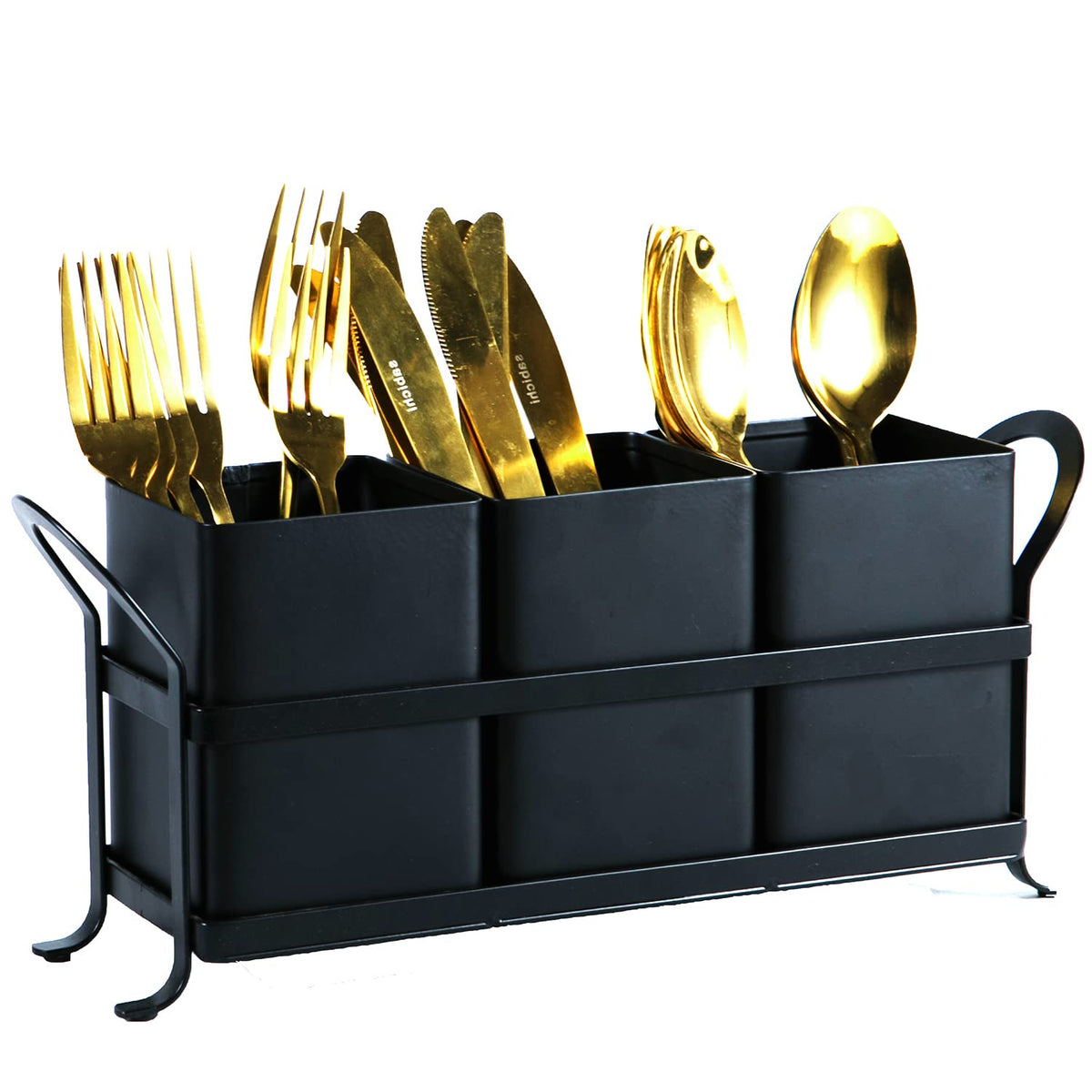 NelyBet flatware holder with three compartments keeps cutlery organized and accessible.