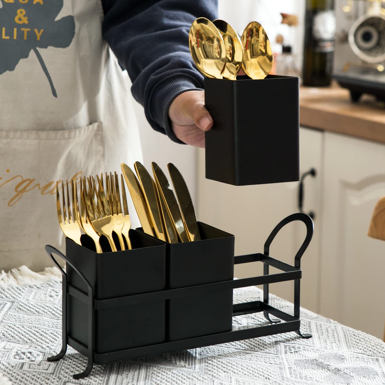NelyBet flatware organizer shown from the side highlighting the compact design.