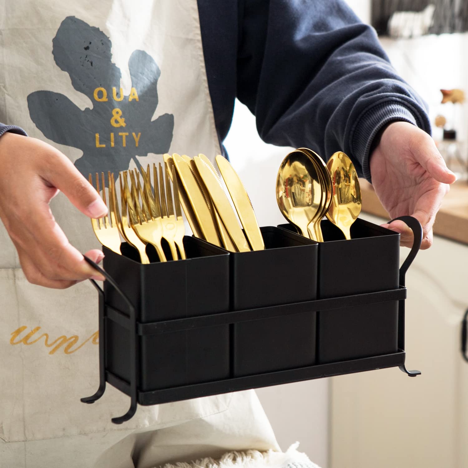 NelyBet kitchen countertop storage keeps utensils neatly arranged.
