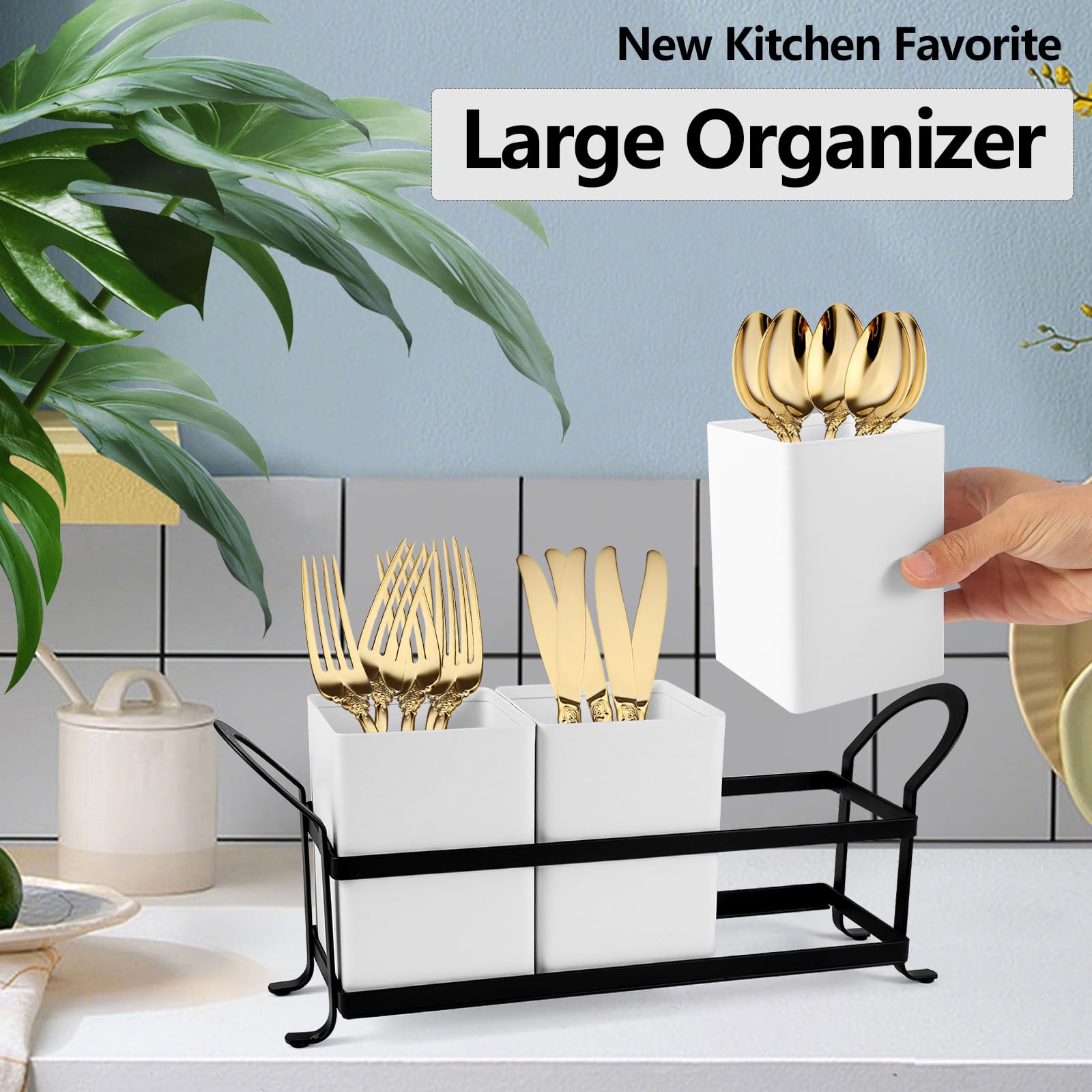 NelyBet silverware caddy showing removable compartments for quick cleaning.