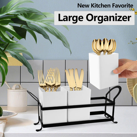 NelyBet silverware caddy showing removable compartments for quick cleaning.