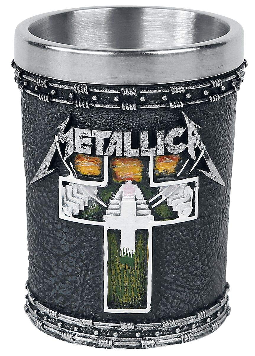 Nemesis Now Metallica Master of Puppets shot glass front view for ornamental display.