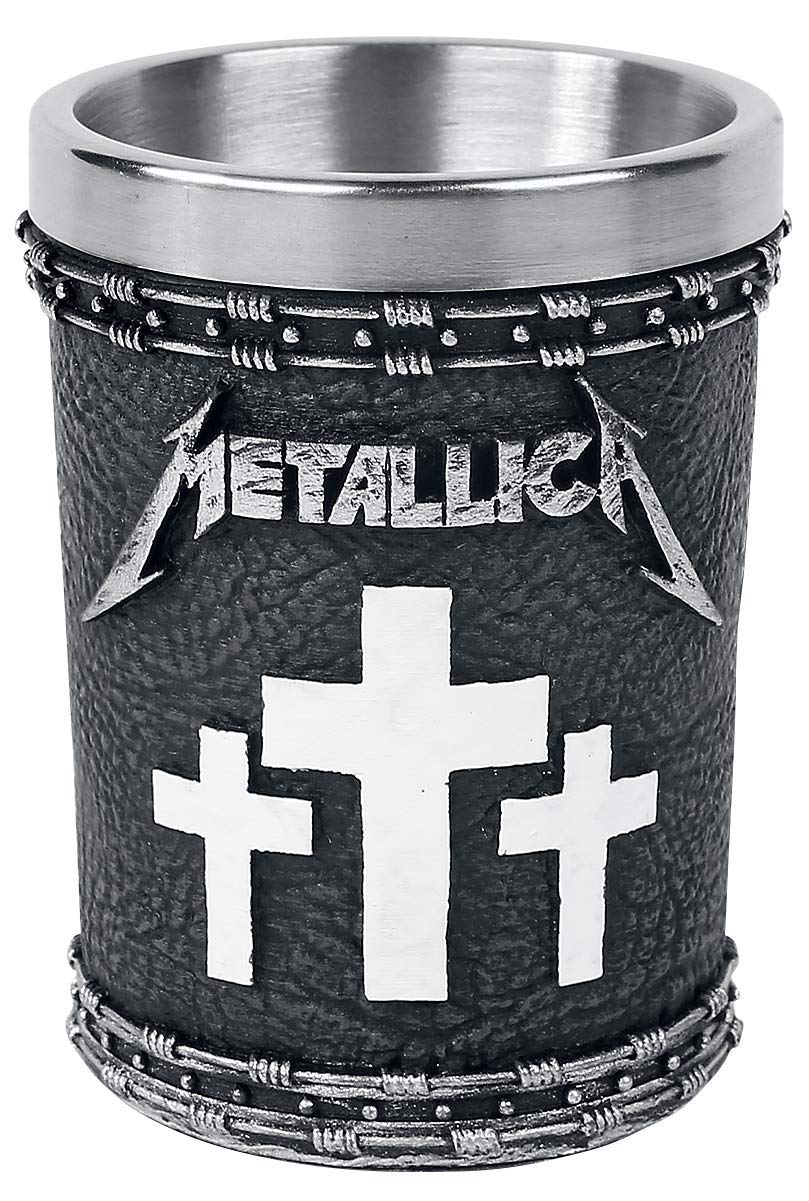 Nemesis Now Master of Puppets shot glass with removable stainless steel insert.