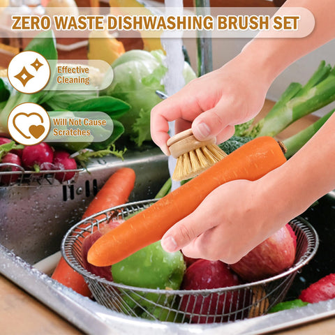 Natural bamboo and sisal materials highlight eco-friendly kitchen cleaning