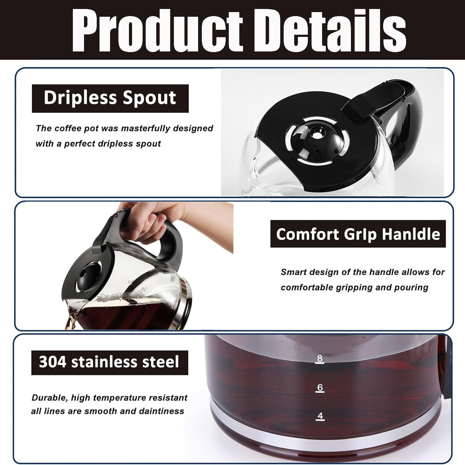 No-drip spout on NEOAURR carafe prevents spills