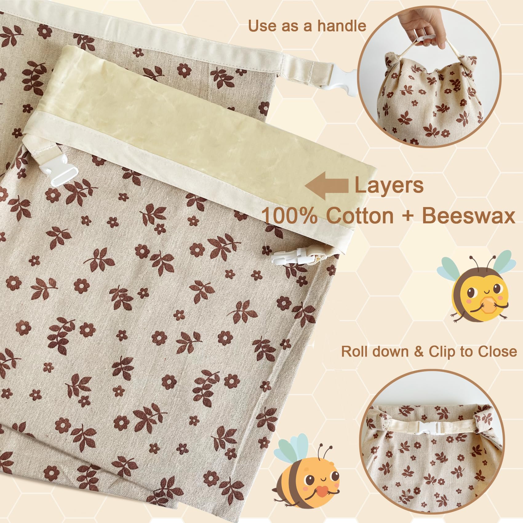 NEOHANA beeswax bread bag freezer-friendly design preserves texture during freezing.