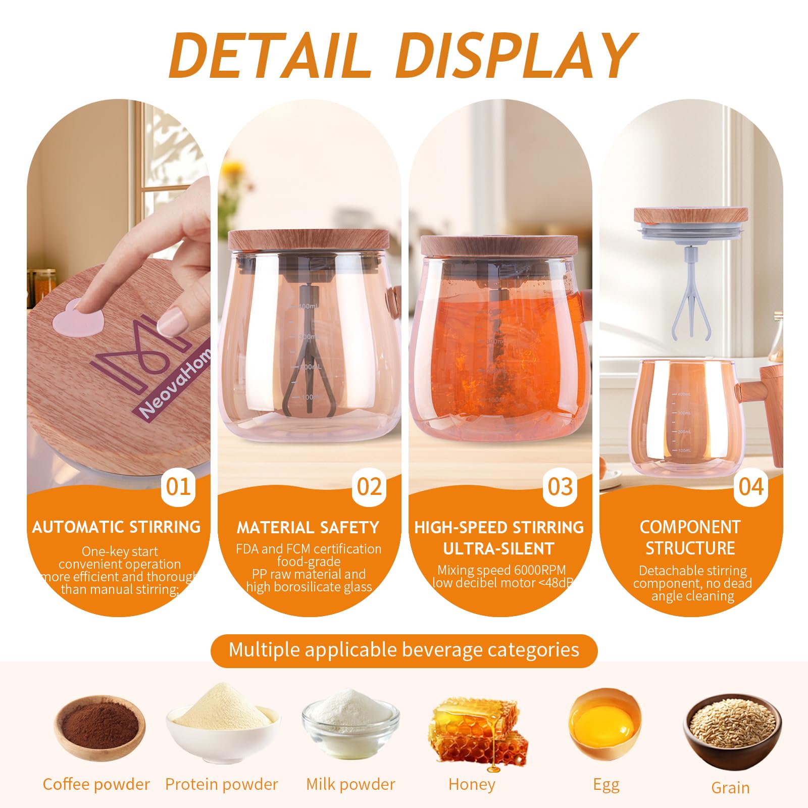 NeovaHome Vintage Ember mug showcases amber glass for cozy, rich flavor experiences.